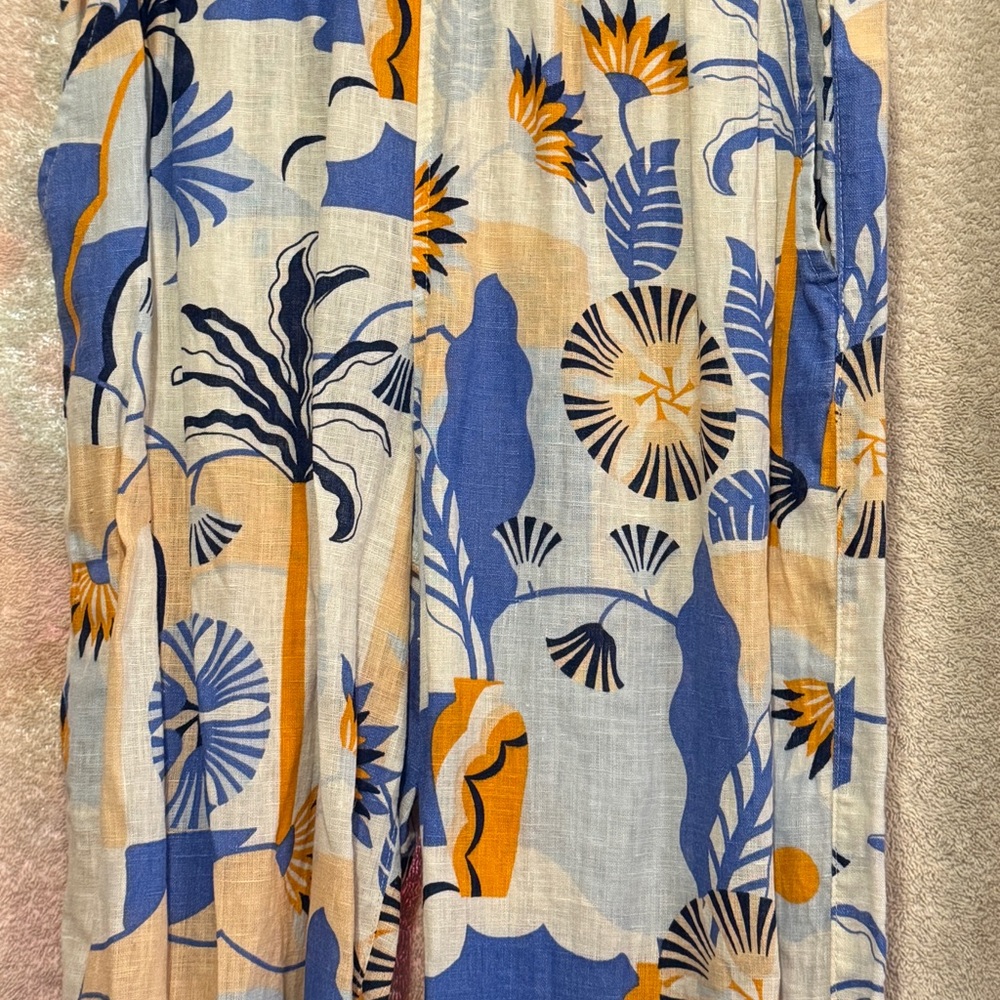Nicole Miller Blue and Cream Linen Pants - Picture 3 of 5
